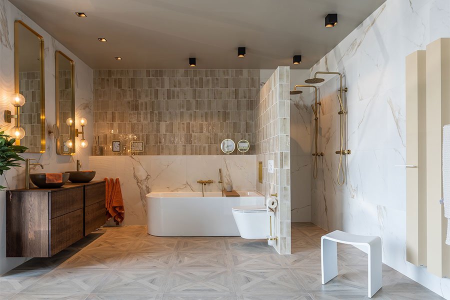Badkamer vloer met vloerverwarming